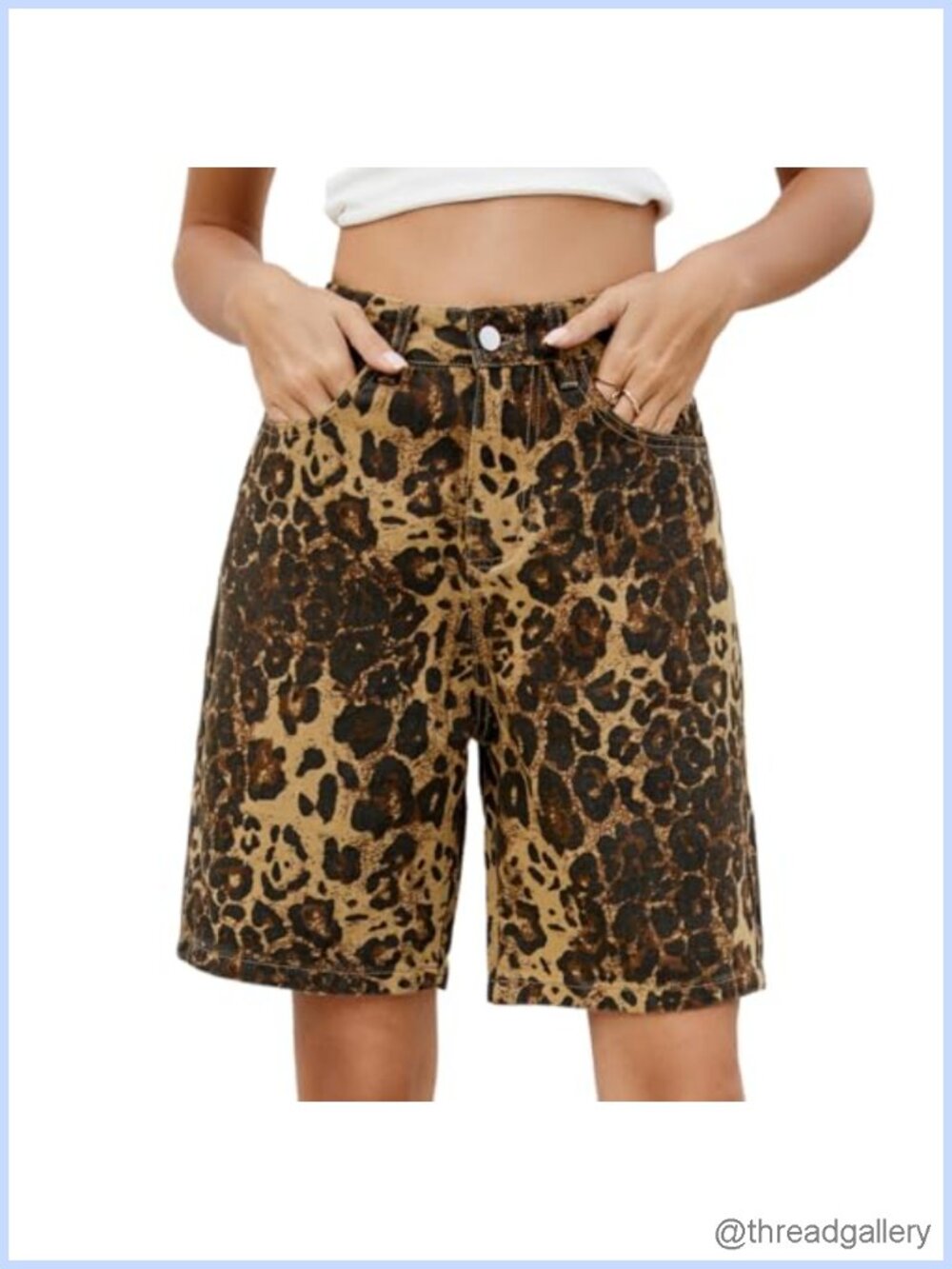 Women Leopard Print Denim Shorts High Waisted Baggy Jorts Y2K Trendy Summer